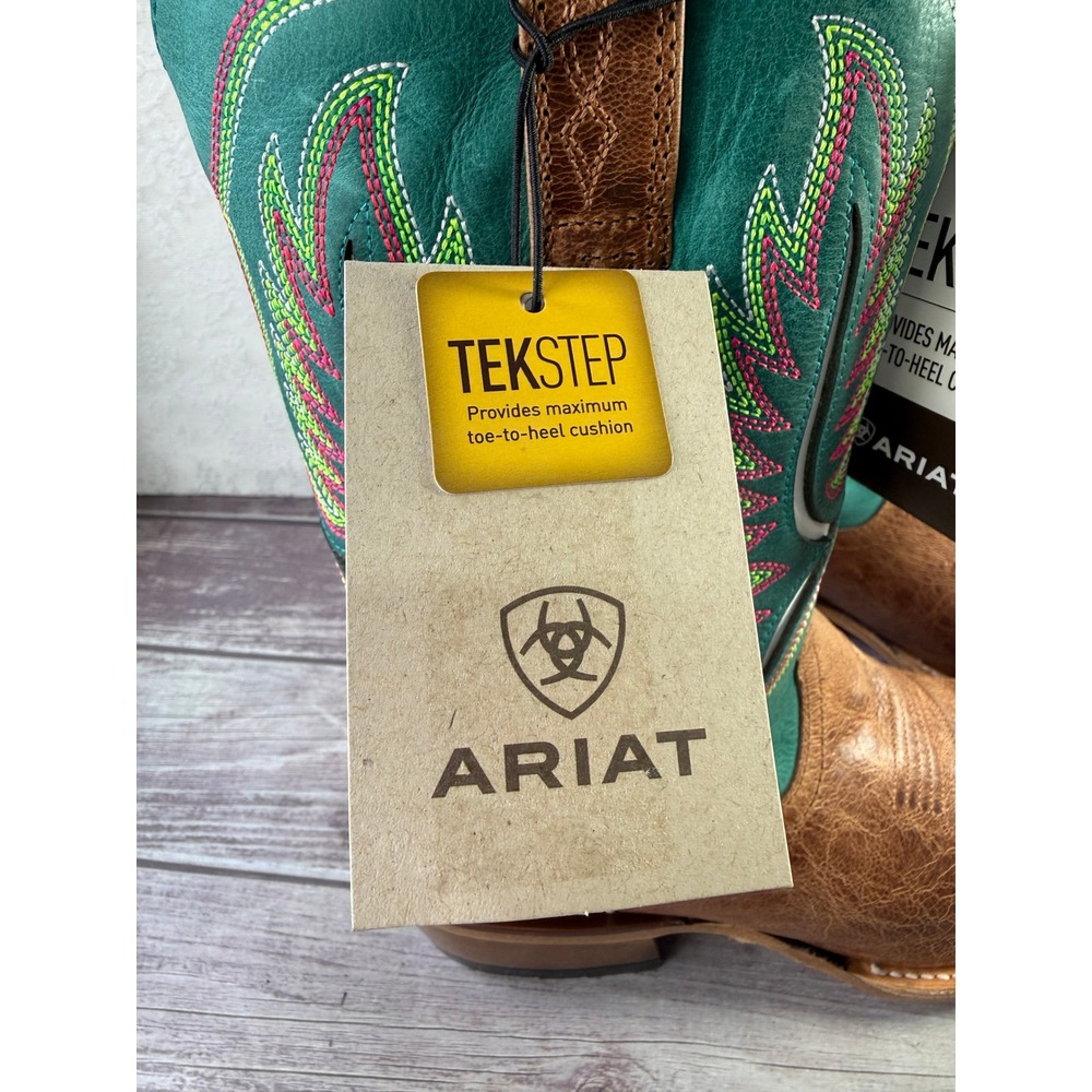 Ariat Futurity Colt Women Western Boots Tan Patina Cenote Green Leather 10051021 - Picture 3 of 16